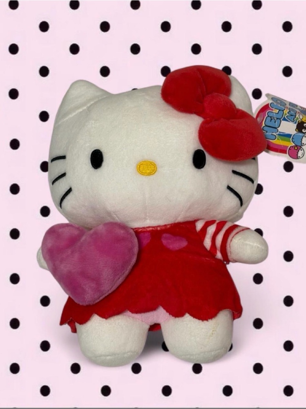 Hello Kitty White Plush with Red Dress and Pink Heart